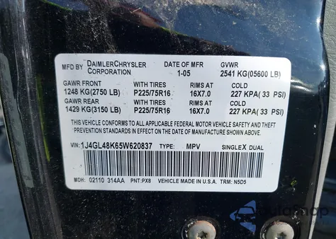 2005 Jeep Liberty Sport z USA, uszkodzony, nr VIN 1J4GL48K65W620837